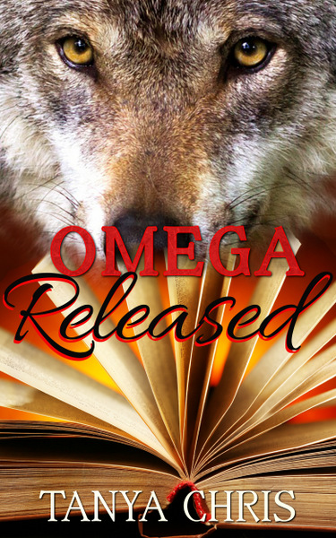 Cover for Omega Released by Tanya Chris shows a wolf with his nose in the pages of an open book