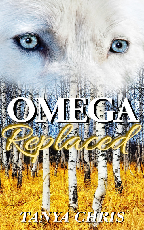 Cover for Omega Replaced features a white wolf in front of an autumn forest scene