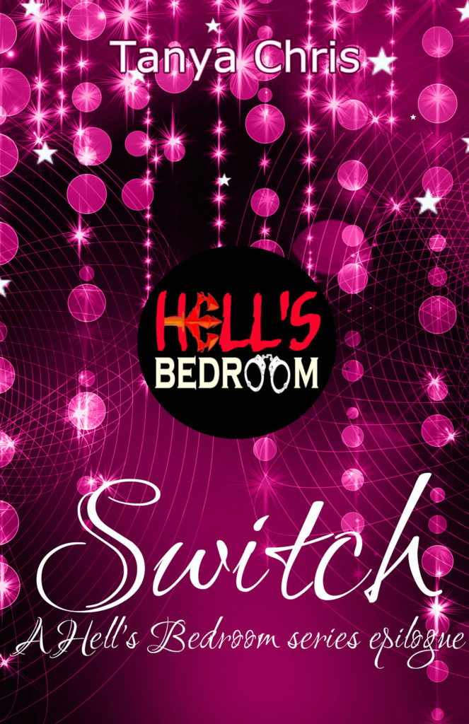 Cover for Switch shows the Hell's Bedroom logo centered in front of a purple background with shimmering beads